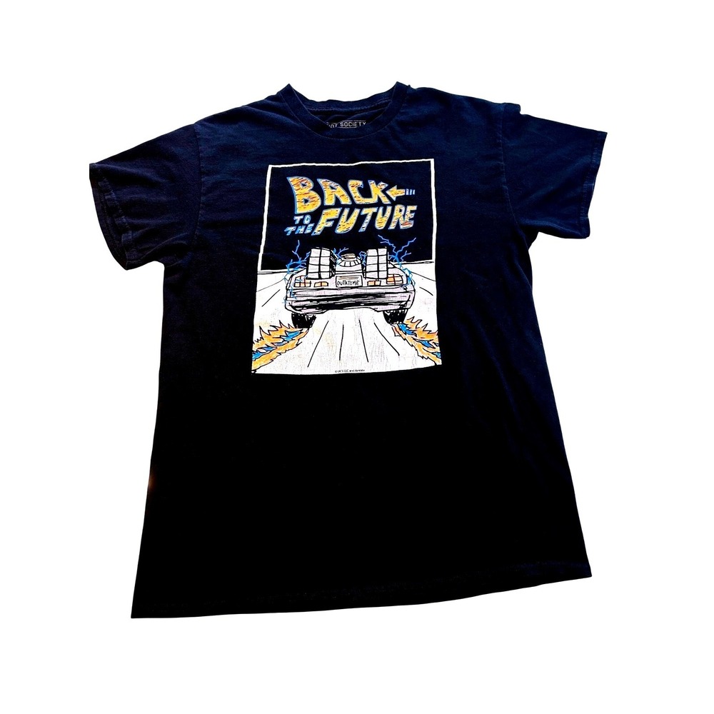 Riot Society Back to the Future DeLorean Graphic T-Shirt Black Mens Size Medium